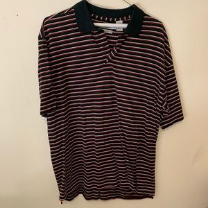 Polo shirt. Red and black stripes.